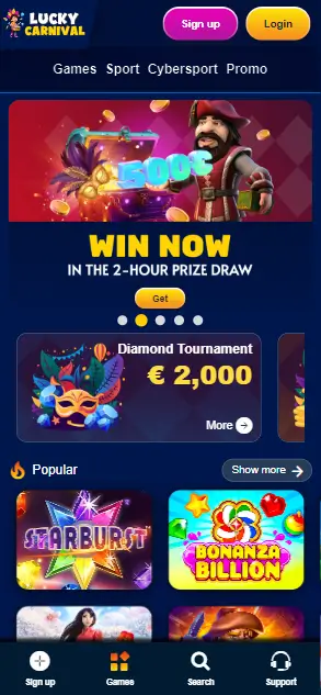 Lucky Carnival Casino Home Page
