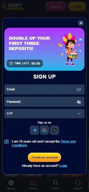 Lucky Carnival Casino Sign Up