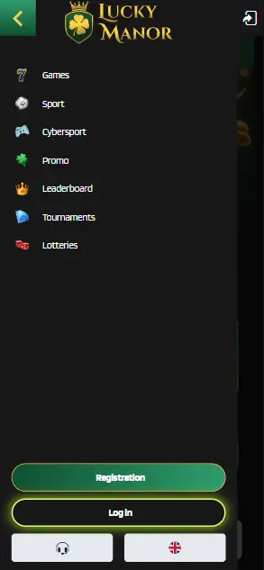 Lucky Manor Casino Menu