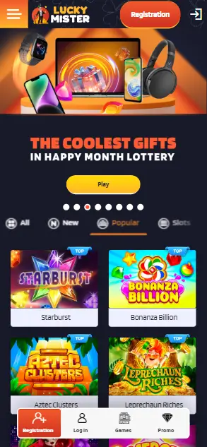 Lucky Mister Casino Home Page