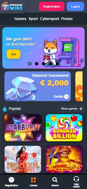 Professor Wins Casino Home Page