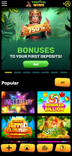 Tropical Wins Casino Home Page