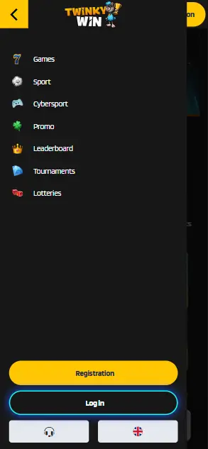 Twinky Win Casino Menu