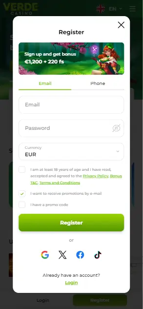 Verde Casino Sign Up