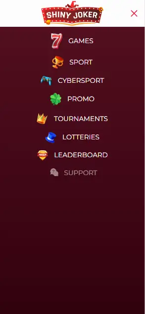 Shiny Joker Casino Menu